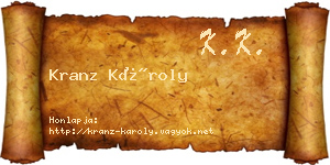 Kranz Károly névjegykártya